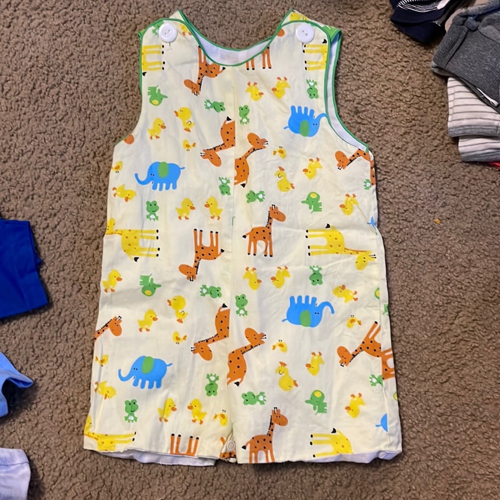 Boys animal print smockingbird